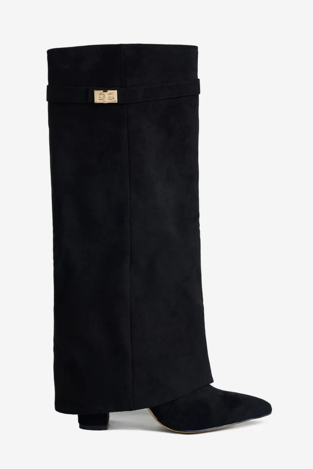 ELARA Fold-Over Knee-High Boots - Black