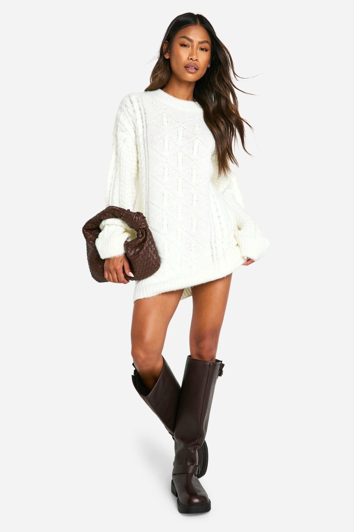 Chloe Cable Knit Sweater Dress