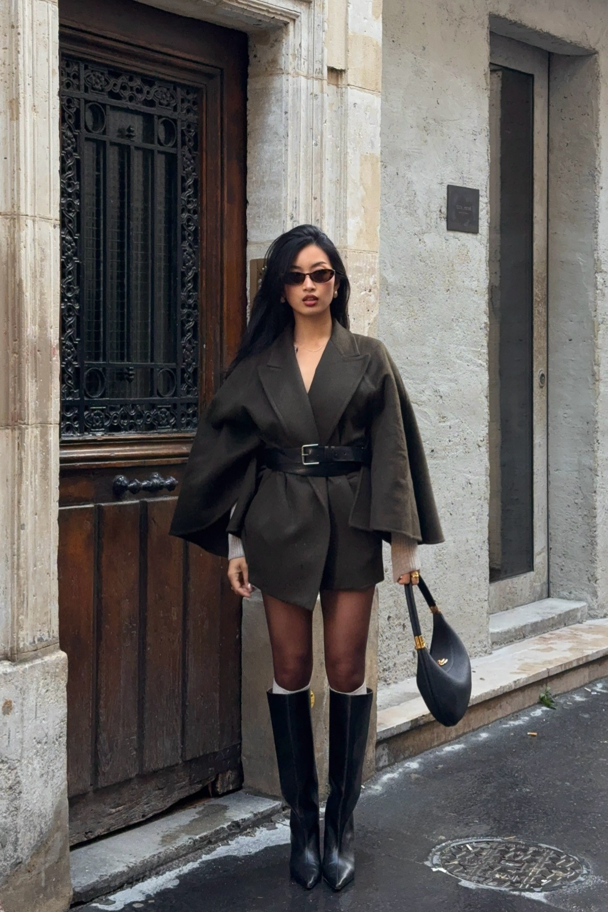 VÉRA Cape Belted Wool Coat