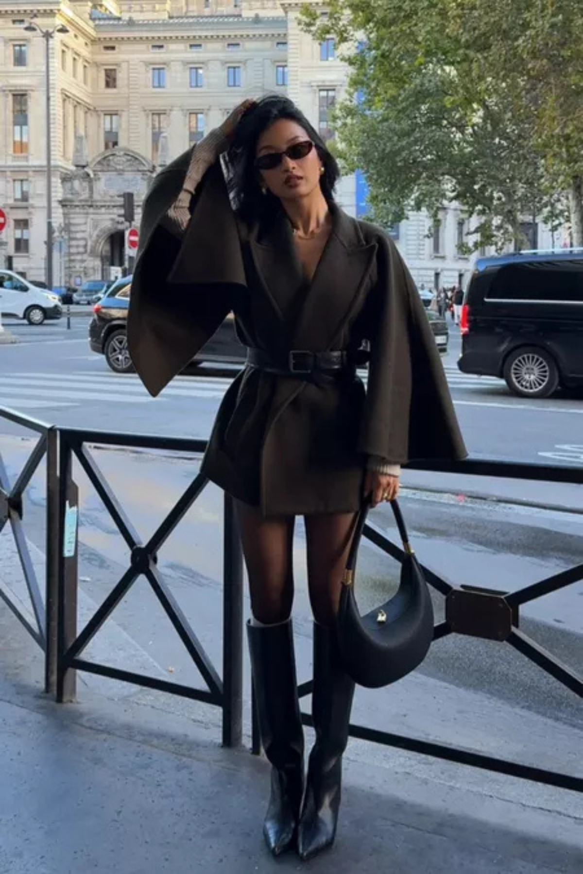 VÉRA Cape Belted Wool Coat